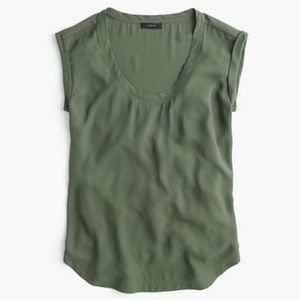 J Crew Polished Scoopneck Tee in Olive
